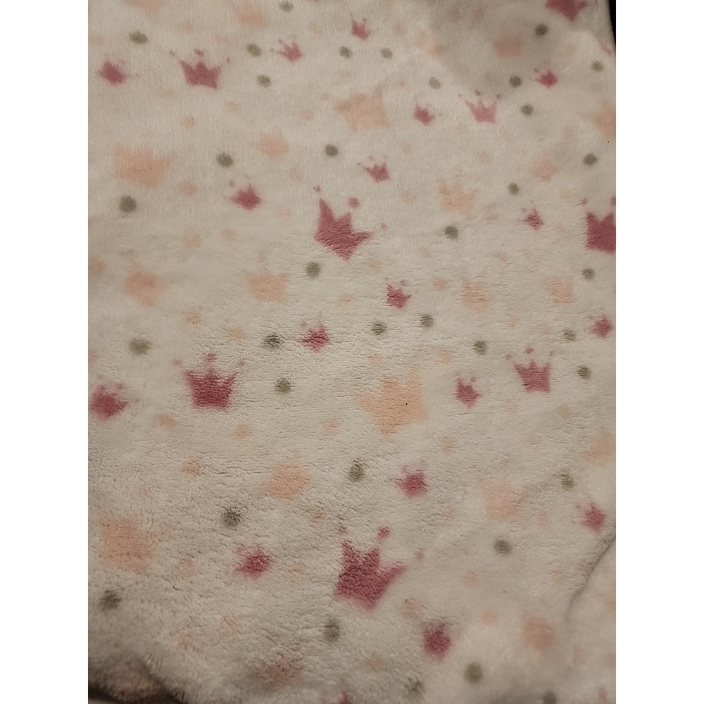 Baby Co Blanket Pink Crowns Babyco 2022 Princess Polka Dots Gray Plush Fleece